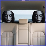 Spooky Headrest Covers Universal Elastic Spooky Halloween 2 Pieces Ghost Face Seat Protector Cover f