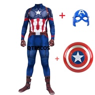 Captain America Cosplay Jumpsuit Avengers Superhero Shield Costume Halloween Carnival Party Mask Out