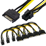 DaFuRui 5pcs 6 Pin 15 SATA 15-Pin Male to 6 Pin PCI-Express Female Video Card 6 Pin SATA Power Adapt