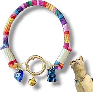 HADESS Cat Collar with Bell is Bohem, Evil Eye Beads for Girls and Boys Cats,Small Breed Dogs Cord A