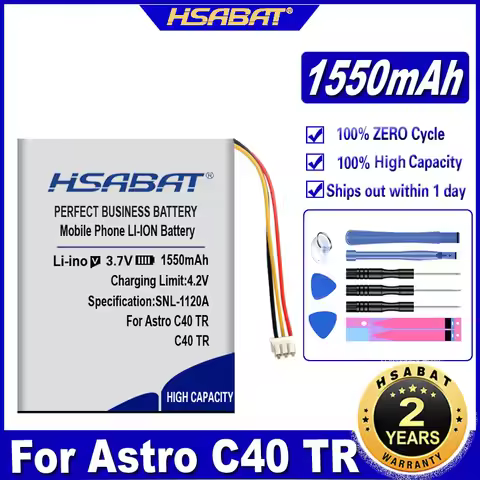 HSABAT C40 TR 1550mAh Battery for Astro C40 TR game hand shank Controller 3-wire Plug Batteries
