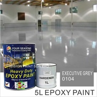 0104 executive grey ( 5L EPOXY FOUR SEASONS  ) Paint Epoxy Floor Paint Coating 5 LITER ( Cat Lantai Simen Epoxy mici )