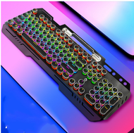 全城熱賣 - K831復古朋克電鍍支架發光機械鍵盤（831-7黑色混光青軸）