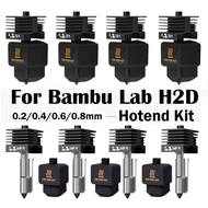 H2D H2S Hotend Kit with 0.2/0.4/0.6/0.8mm Hardened Steel Nozzles, Replacement Hotend Kit for Bambu H