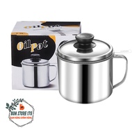 1300ml multi-purpose oil filter mug with lid and handle, compact and convenient stainless steel tea 