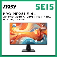 MSI Pro MP251 E14L Monitor 25 inch FHD 1920 x 1080 IPS 144Hz HDMI VGA