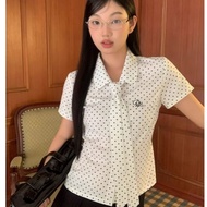 NOVA Women's Shirt Polka Dot Short Sleeve Slim Fit Model Type Simplicity Sweet Casual Fashion Colleg