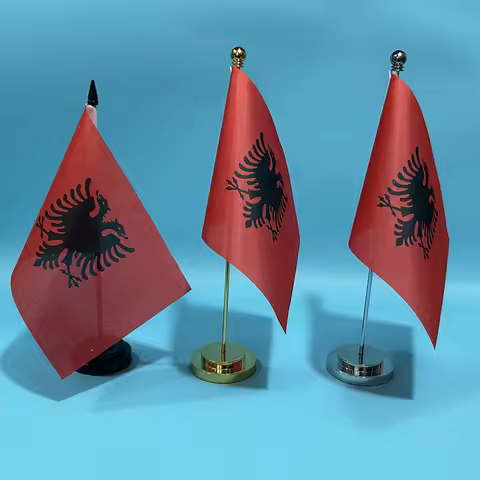 SKY FLAG Office Desk Flag Of Albania flag 14x21cm table flag Albania National banner Desk Ornaments