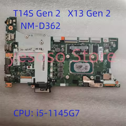 NM-D362 For Lenovo ThinkPad T14S Gen 2 X13 Gen 2 Laptop Motherboard CPU i5-1145G7 UMA 16G FRU 5B21H1