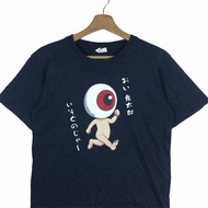 Men's 100% Cotton Round-Neck Short-Sleeve T-Shirt with 【GeGeGe no Kitaro】Cartoon Print