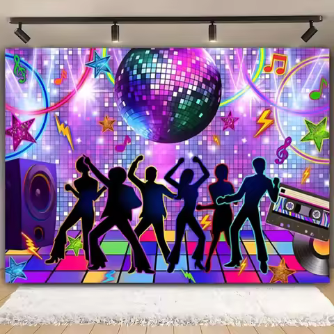 70's 80's 90's Disco Party Background Retro Disco Music Stage Party Decorated With Shining Lights Ph