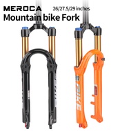 MEROCA Mountain Bike Suspension Fork 26 27.5 29 Inch Air Fork Quick Release Plate Fork Gold Tube