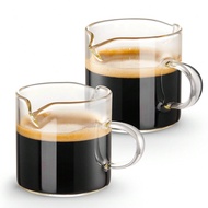 Espresso Cups Set Of 2, 4 OZ Double Spouts Cups, Espresso Shot Glasses, Milk Cup With Handle, Clear