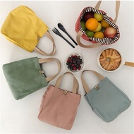 [ZMZM9]
Lunch Bag Corduroy Canvas Lunch Box Picnic Tote Cotton Cloth Small Handbag Pouch Dinner Container