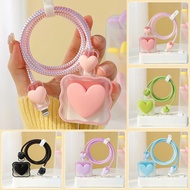 【5 pcs in 1 set】Cute Love Set Charger Case Protector Set with Cable Protector for iP20W/18W Charger 