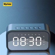 無線藍牙音箱鏡面時鐘鬧鐘迷你便攜插卡收音機小音響Wireless bluetooth speaker mirror clock alarm clock mini portable card radio small stereo