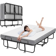 Full Size 75''x54'' Folding Bed With Mattress For Adult - Extra Large Wide Rollaway Bed For Guest, C