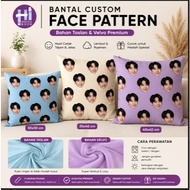 Custom Face Pattern Pillow 30x30 30x40 40x40 Full Print Face Photo Taslan Velvo Premium Print 2 Side