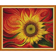 Cross Stitch Complete Set Sunflower Patterns Embroidery Needlework Sets Beginners Printed Fabric Joy Sunday 11CT 14CT  DIY Hand Embroidery