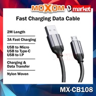 Moxom MX-CB108 Data Cable 3A Fast Charging Cable USB Cable Mobile Kabel 2M 200cm Length Moxom Cable