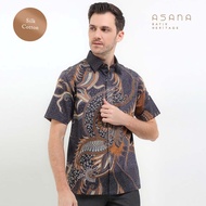 KEMEJA Asana Batik Short Sleeve Shirt with Sailing - Black