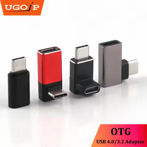 UGOjP USB4.0 40Gbps Type C OTG Adapter 90° Right Angle Type C Male to Female Adapter Converter For L