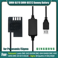 5V USB to BP-61 DMW-BLF19 Dummy Battery DMW-DCC12 &amp; Power Bank USB Cable for Panasonic DMC-GH3 GH4 GH5 GH5s G9 II G9L GK for Sigma SD Quattro H SDQ SDQH Cameras