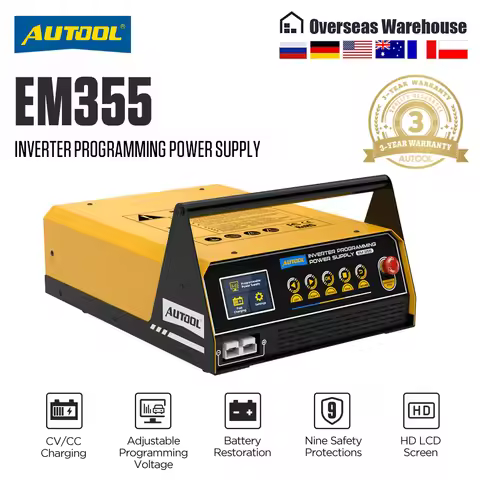 AUTOOL EM355 Auto Reprogramming Tool Car Fast Charging Inverter Programming Power Supply & Charger R