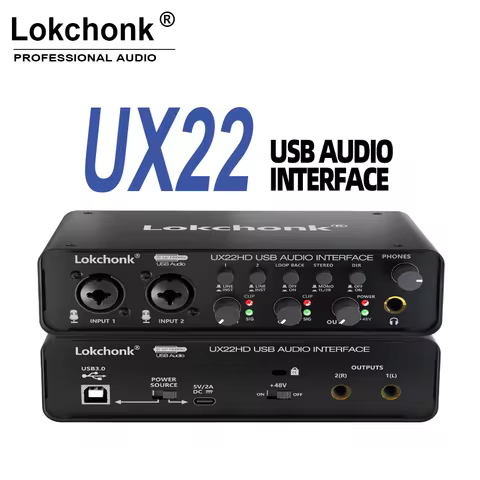 UX22 Audio Interface Soundkarte 32-Bit/192kHz Ad Converter, E-Gitarre Live-Aufnahme Profession Eller