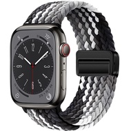 สำหรับสายนาฬิกา Apple นาฬิกาไอวอชแถบแม่เหล็ก49มม. 45มม. 44มม. 41มม. 41มม. 40มม. 38มม. สายไนลอนแบบถักสำหรับ Apple Watch Ultra2อัลตร้าซีรีส์9 8 7 6 5 4 3 2 1ซีรีส์ SE2 SE