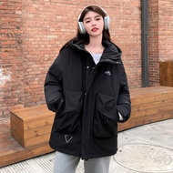 New Women's Down Cotton Jacket - Hooded, Large Size, Windproof & Warm | Casual Outdoor Wear 5EA7