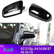 Rearview Side wing mirror cover Carbon Fiber Pattern Black Replacement for Audi A3 S3 8P 05-08 A4 S4