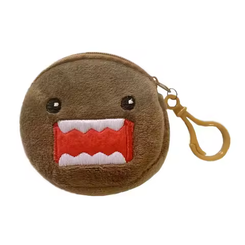 Domo Kun Plush Coin Purse Women Bag Keychain Clip Cute Kawaii Wallet Cartoon Anime Round Coin Pouch 