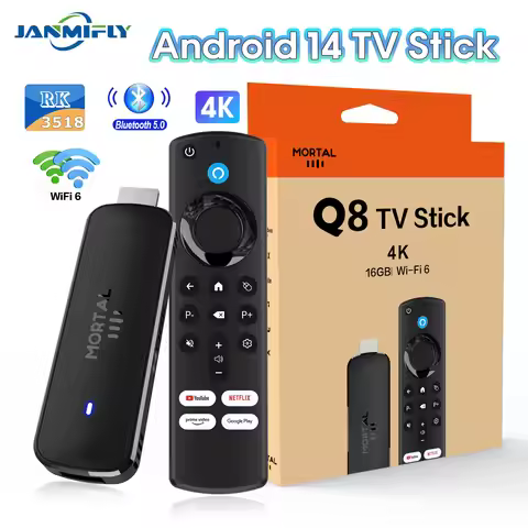 Hot TV Stick Q8 Voice Remote Dual Wifi 6 4K Ultra HD RK3518 Quad Core Streaming Stick Home Theater M