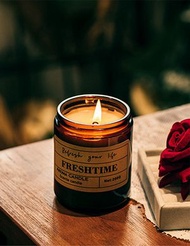 茶色香氛精油蠟燭香薰（香型：達令港海風-100克）