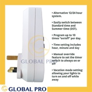 Global Pro Premium 7-Day Programmable Digital Timer 24-Hour Digital Plug in Timer Socket (UK 3 Pin)