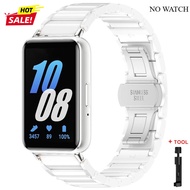 สายเซรามิกหรูหรา + สายโลหะสำหรับนาฬิกา Samsung Galaxy Fit 3 วงสแตนเลสสำหรับนาฬิกา Galaxy Fit3 สายรัด