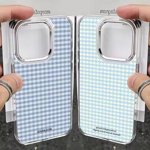 Korean INS Blue Checkered Grid Pattern Phone Case for Oppo Find A5X A5 F31 F29 X8 A60 A3X A79 A78 A5