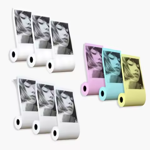 57x30mm Thermal Printing Paper Poooliprint Colored, White & Sticky Paper 9 Rolls Combo Thermal Paper