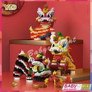 Micro Granular ChinaTrend Red lion Building Blocks Yellow lion Black lion New Year Creative Model Ornaments Puzzle assembly Toys Gifts
