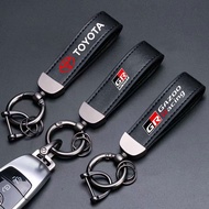 Toyota Car Keychain High Grade Leather High Quality Key Chain For GR Sport TRD VIos Yaris Corolla Cross Veloz Wish Revo CHR Avanza Fortuner Rush  Innova raize Calya Accessories