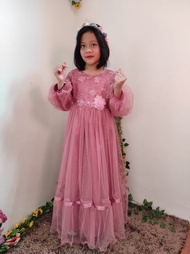 LaQuin.id Baju pesta anak muslim perempuan / Dress pesta anak perempuan usia 4 - 10 tahun/ Baju Gamis Brukat Anak Perempuan