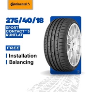 [Free Installation] 275/40/18 Continental Sport Contact 3 - Runflat (Year 2018) New Tyre Tire Tayar