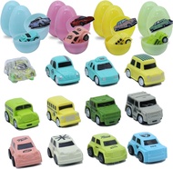 Filled Easter Eggs with Pull-Back Car Toys and Stickers 12 Pcs Easter Eggs Bulk for Toddler Easter B