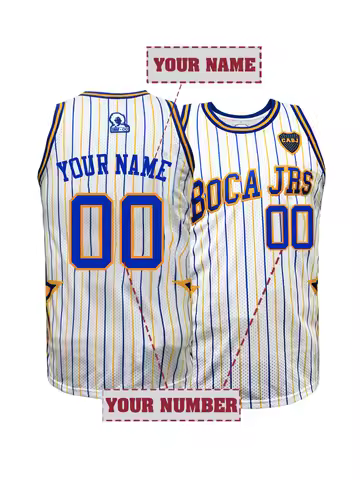 Custom Embroidered Boca JRS Basketball Jersey Personalized Name Number White Striped Breathable Mesh