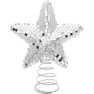 Christmas Tree Topper Decorations, Disco Star Xmas Tree Topper, 3D Silver 5 Point Star Treetop for C