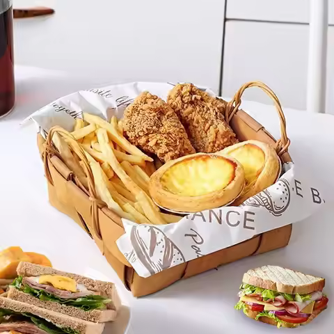 100pcs Oilproof Wax Paper Cake Bread Food Wrapper Disposable Burger Fries Baking Wax Paper Dinner Pl
