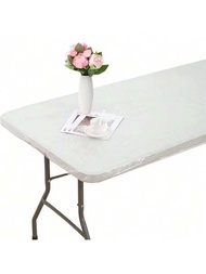 1入組長方形透明pvc桌布,彈性法蘭絨支撐防水塑料桌布,適用於野餐和露營等戶外活動