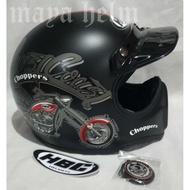 HBC Cakil Choppers Red Gunmetal Full Face Retro Helmet