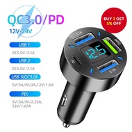 66W Car Charger Quick Charge Adapter 4-Port USB A+USB C Fast Charging Phone Charger for iPhone Xiaom